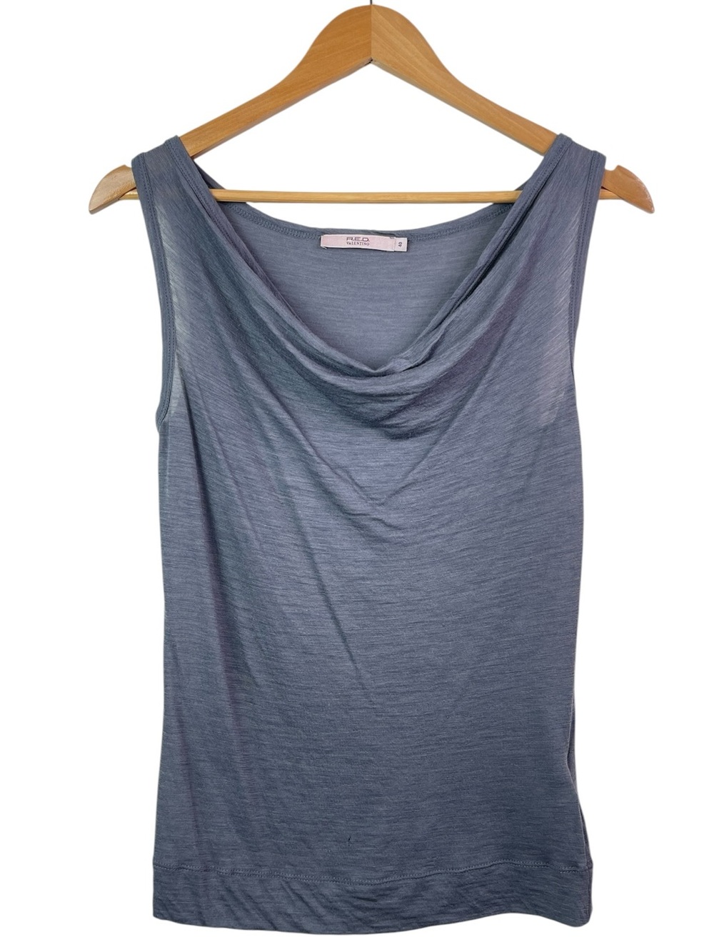 Red Valentino Vintage Y2K Gray Wool Blend Cowl Neck Casual Sleeveless Tank Top